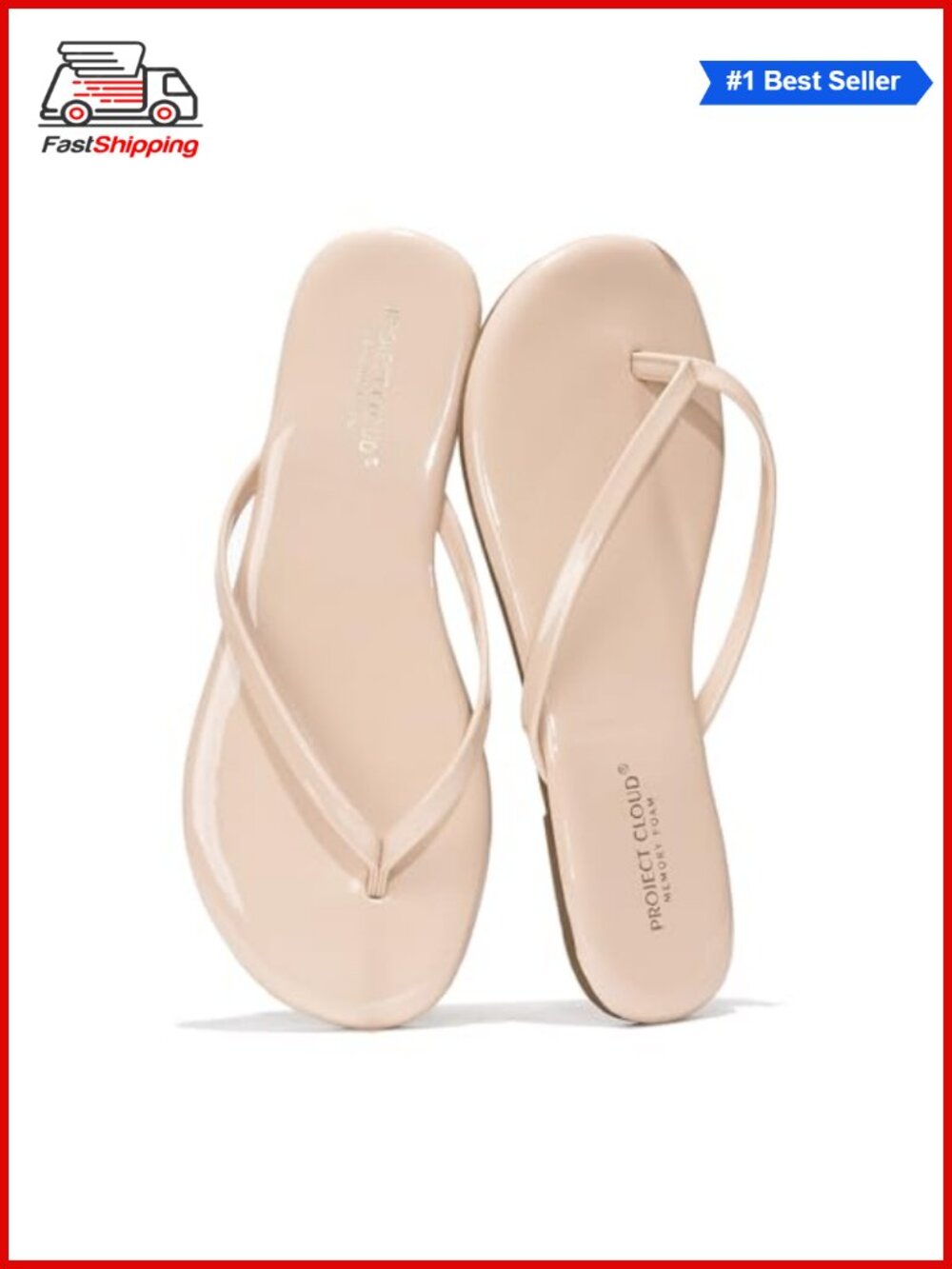 ✨Project Cloud Womens Memory Foam Flip Flops Sandals Leather Upper Non-Slip